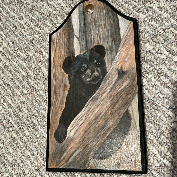 Adorable bear wooden plank artwork - Picture 1 of 5